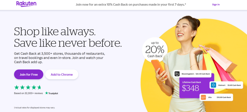 Rakuten (Formerly known as Ebates) Homepage