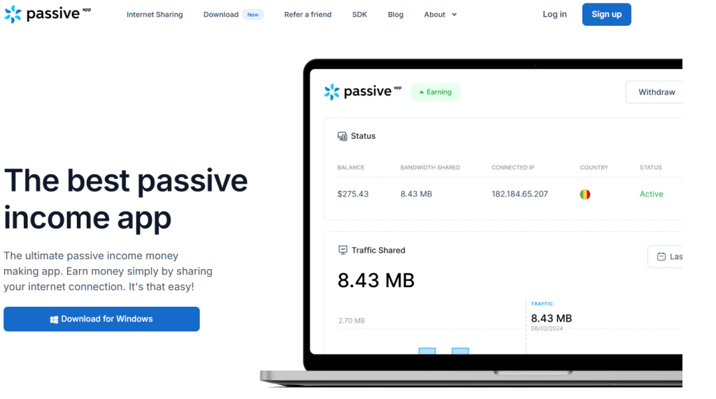 Passive App home page